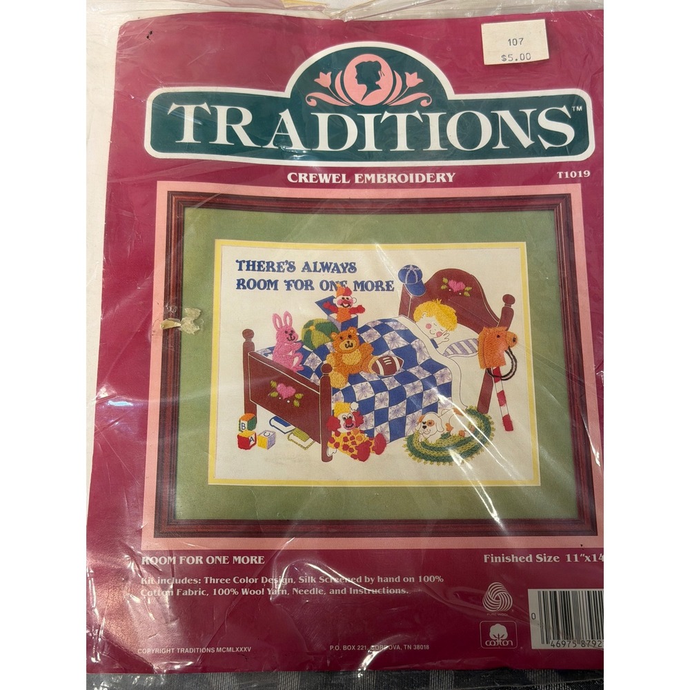Traditions Room For One More Crewel Embroidery Kit T1019 Vintage 1985 Nursery